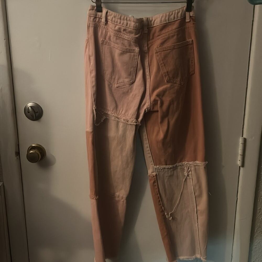 Shein 70s Style Pink Patchwork Deconstructed Jean… - image 2